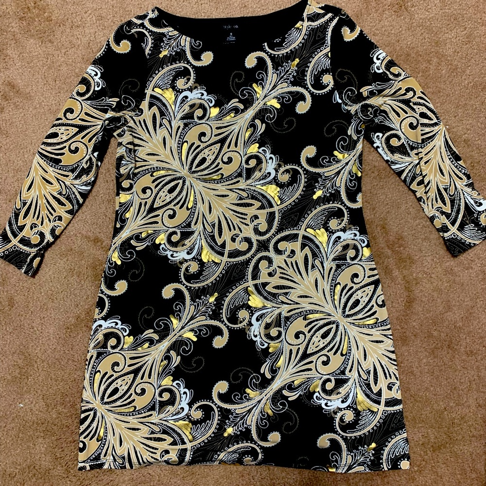 Style&Co Casual dress , Mini black floral dress Size S
